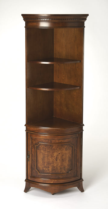 Butler Specialty Company Dowling Olive Ash Burl Corner Cabinet