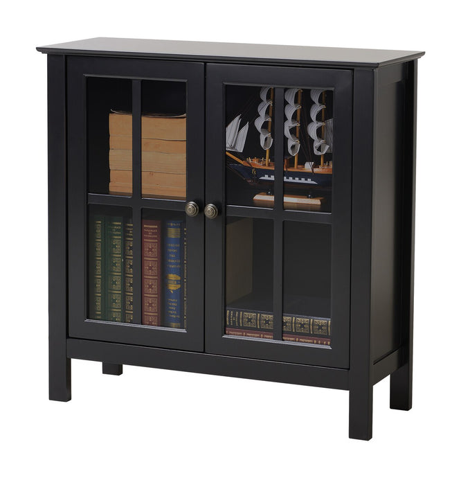 OS Home and Office Black Glass Door Accent Cabinet