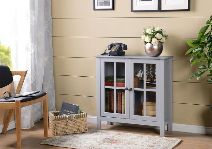 OS Home and Office Gray Glass Door Accent Cabinet