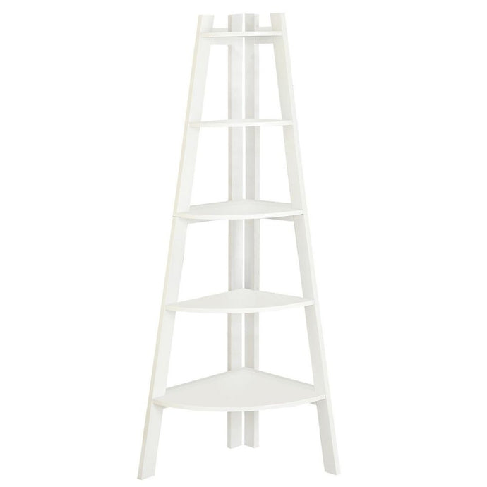 Benzara White Ladder Bookshelf